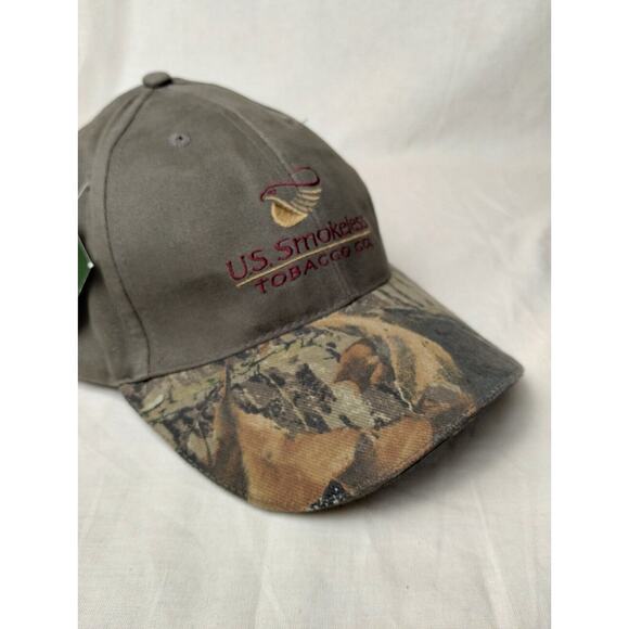 US Smokeless Tabacco Co Hat Cap Adult Mossy Oak Strapback Camo Green NEW - Picture 5 of 8